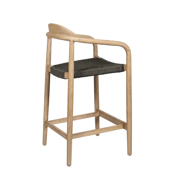 Tabouret de bar Anam en bois d'eucalyptus et corde kaki