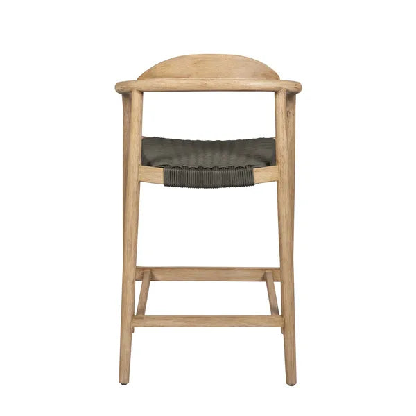 Tabouret de bar Anam en bois d'eucalyptus et corde kaki