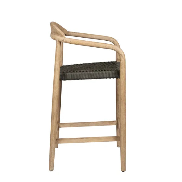 Tabouret de bar Anam en bois d'eucalyptus et corde kaki