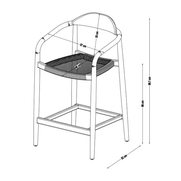 Tabouret de bar Anam en bois d'eucalyptus et corde kaki