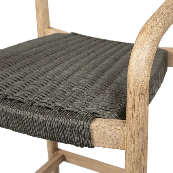 Tabouret de bar Anam en bois d'eucalyptus et corde kaki