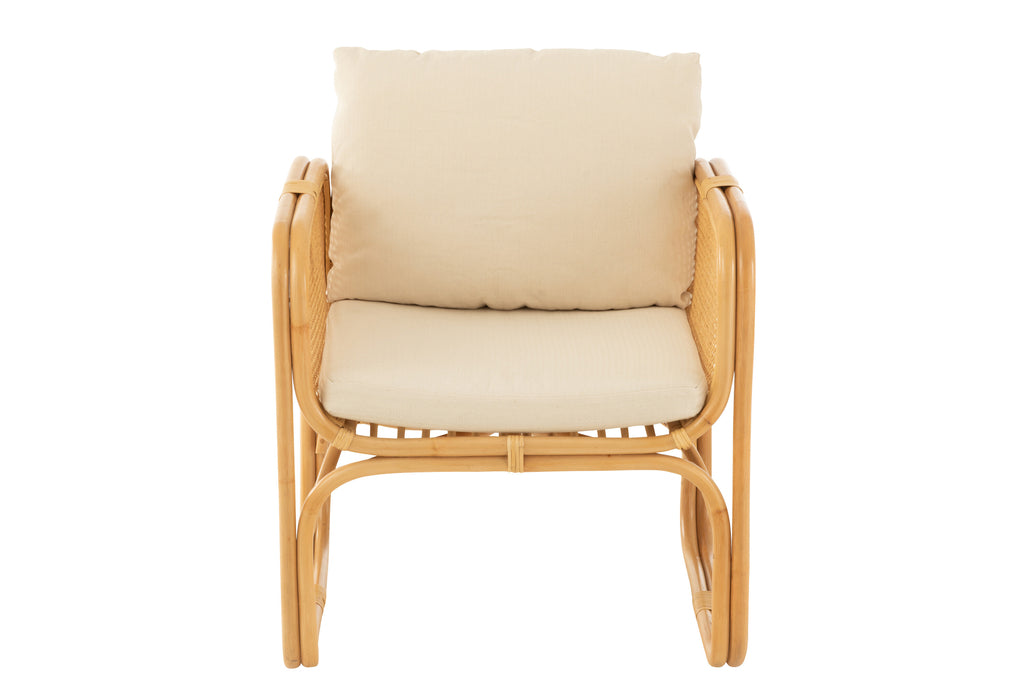 Fauteuil avec coussin Kalimantan en rotin/textile naturel - J-Line