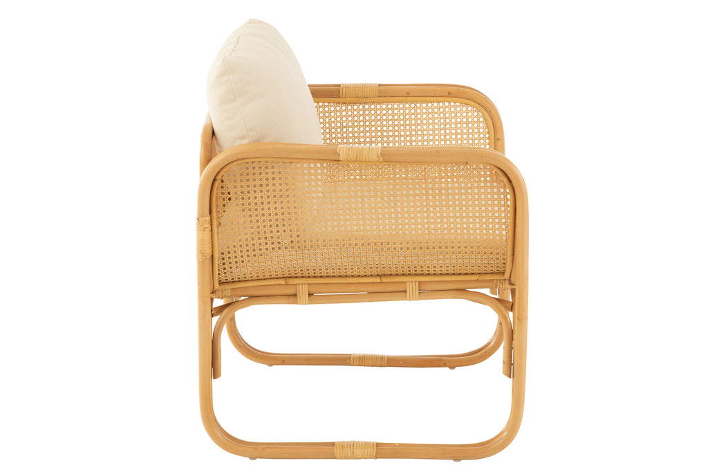 Fauteuil avec coussin Kalimantan en rotin/textile naturel - J-Line