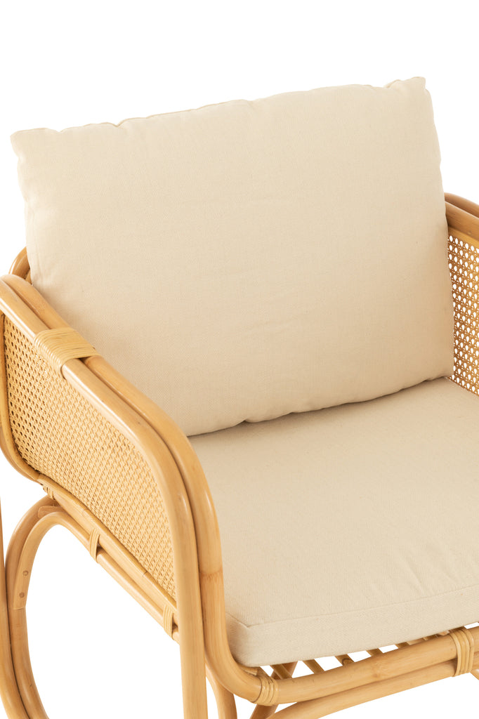 Fauteuil avec coussin Kalimantan en rotin/textile naturel - J-Line