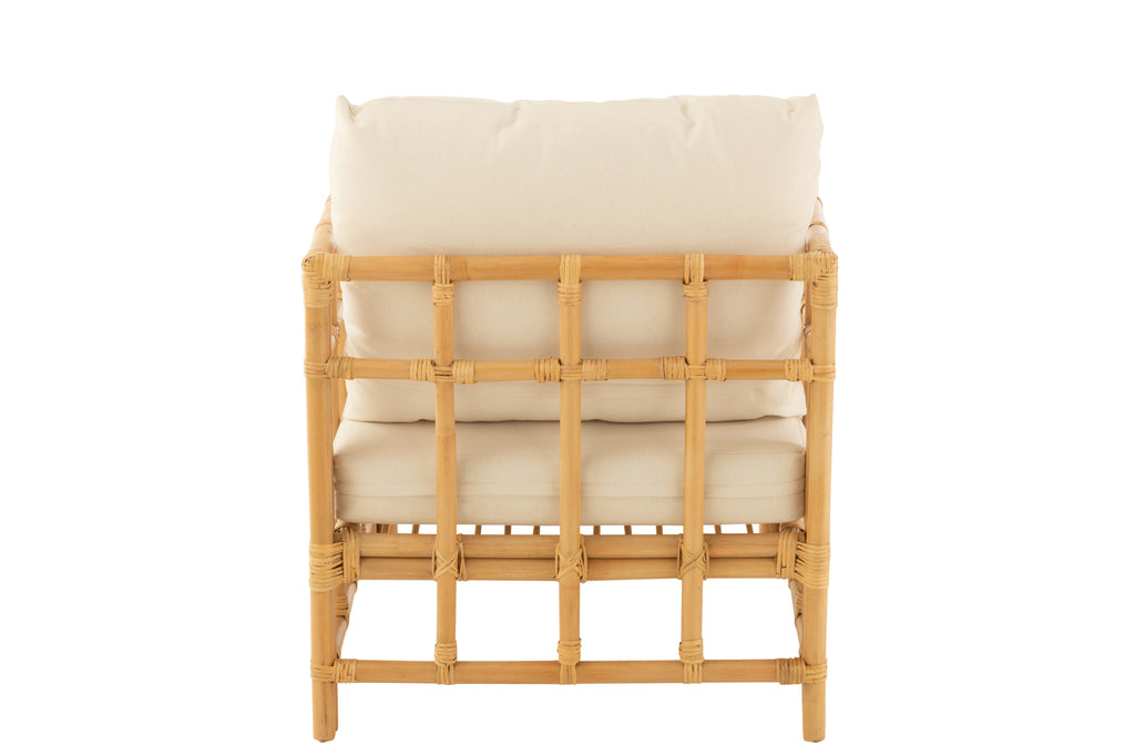 Fauteuil Elisa avec coussin en rotin/textile naturel - J-Line