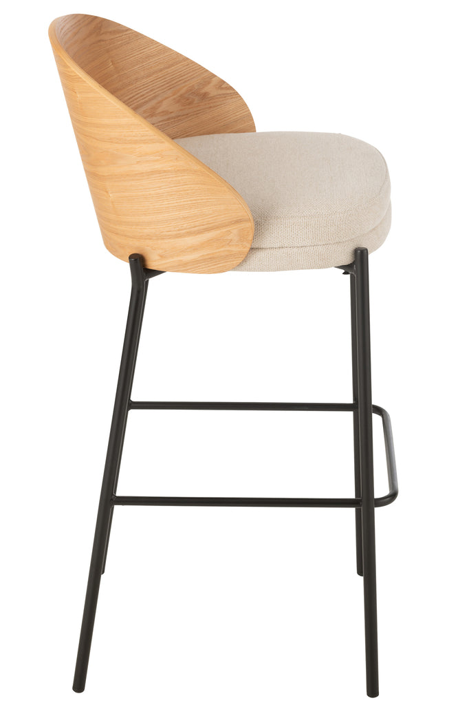 Tabouret de bar Meulaboh en bois contreplaqué naturel et beige - J-Line
