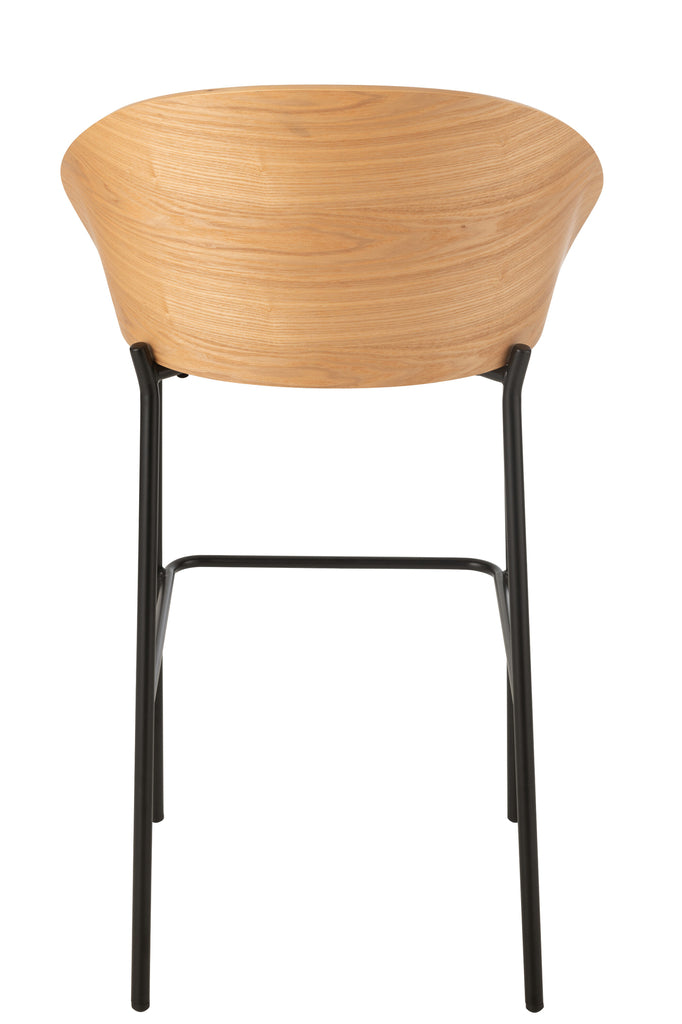 Tabouret de bar Meulaboh en bois contreplaqué naturel et beige - J-Line