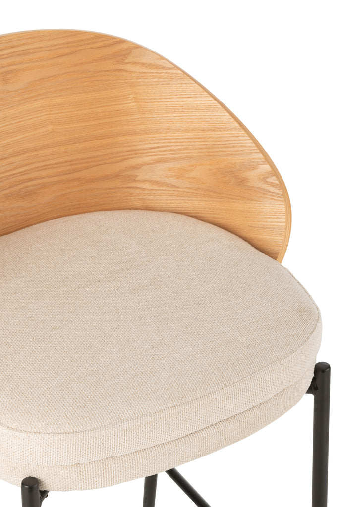 Tabouret de bar Meulaboh en bois contreplaqué naturel et beige - J-Line