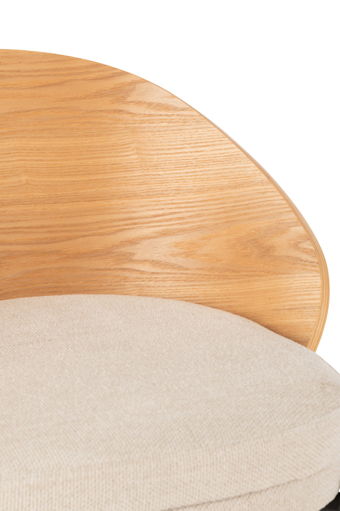 Tabouret de bar Meulaboh en bois contreplaqué naturel et beige - J-Line