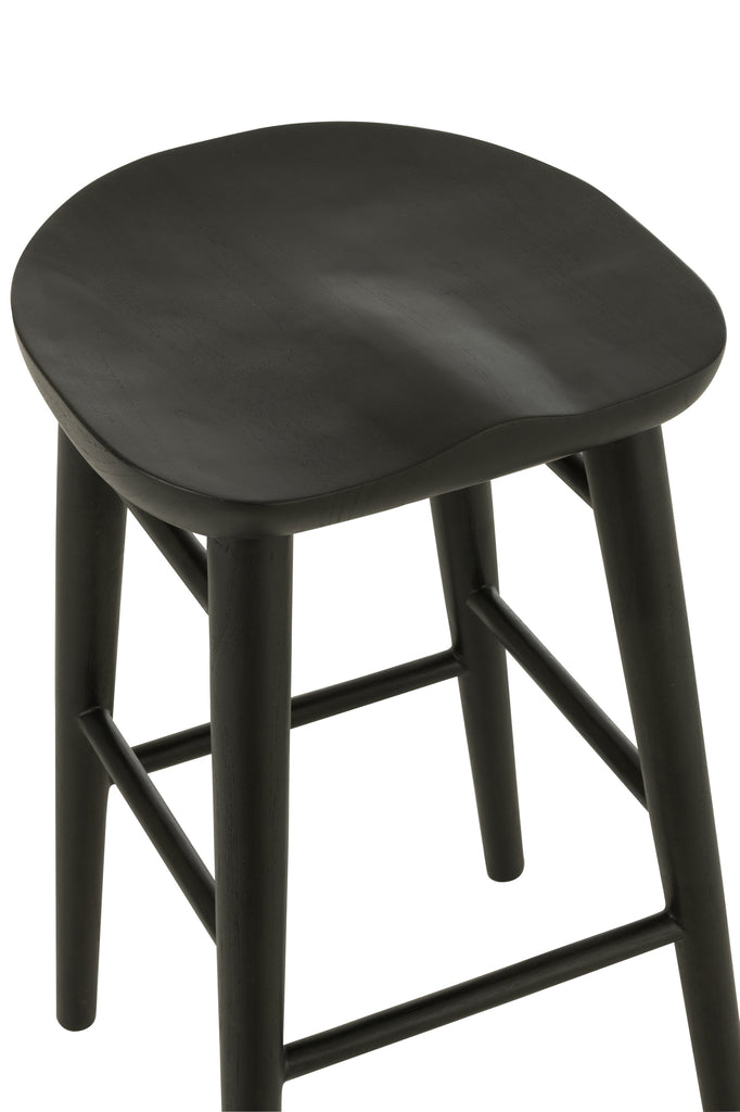 Tabouret de bar Mikaila en teck noir - J-Line