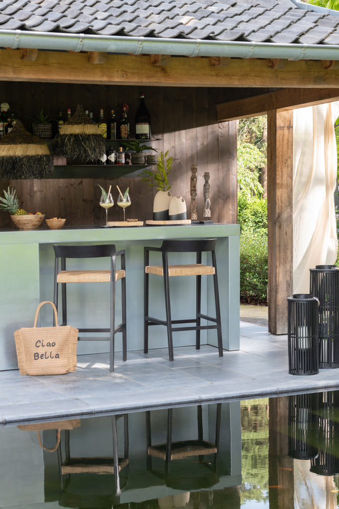 Tabouret de bar Salangan en teck noir - J-Line