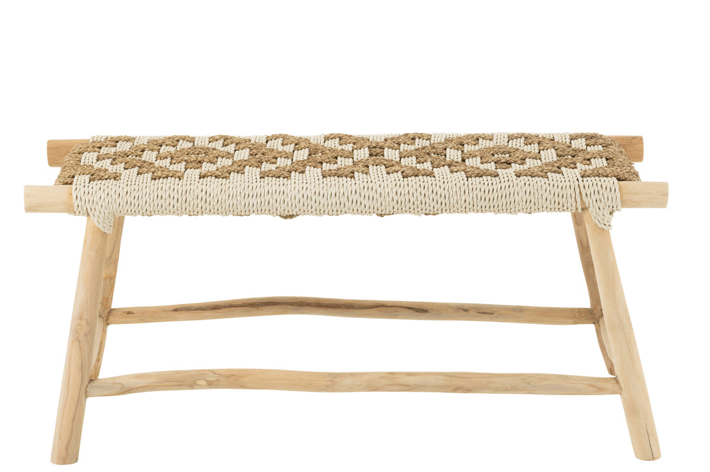 Banc Wavey en bois de teck et rotin - J-Line