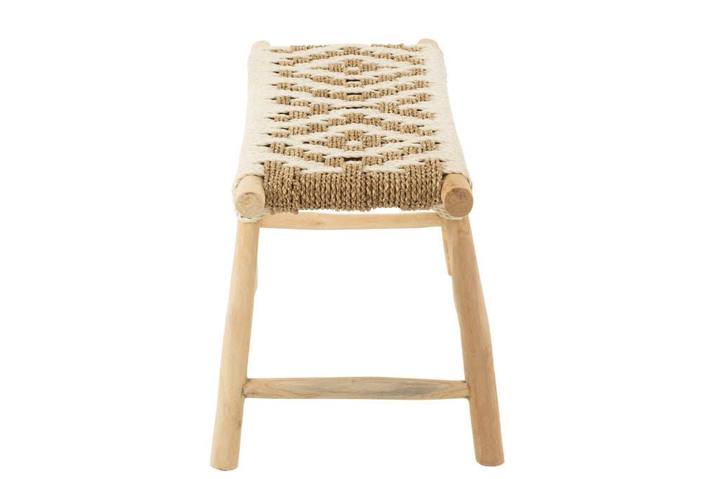 Banc Wavey en bois de teck et rotin - J-Line