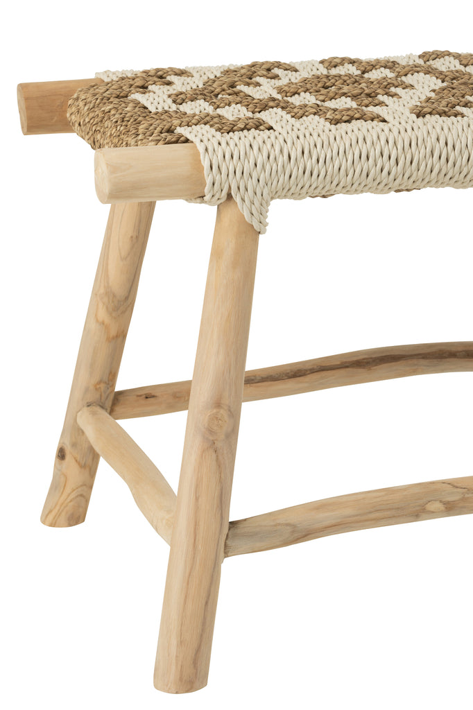 Banc Wavey en bois de teck et rotin - J-Line