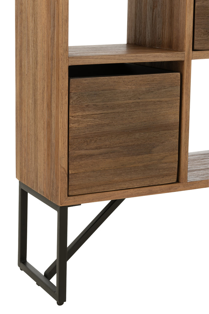 Étagère Gilipoh avec tiroirs en bois recyclé naturel - J-Line