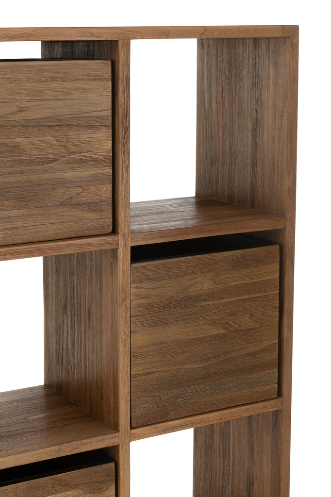Étagère Gilipoh avec tiroirs en bois recyclé naturel - J-Line