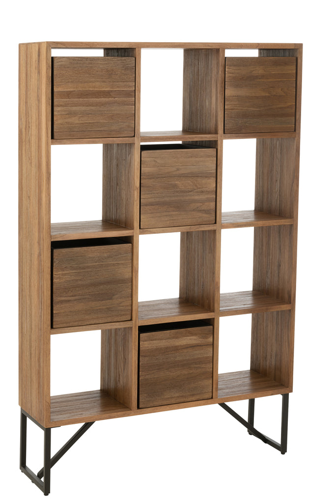 Étagère Gilipoh avec tiroirs en bois recyclé naturel - J-Line