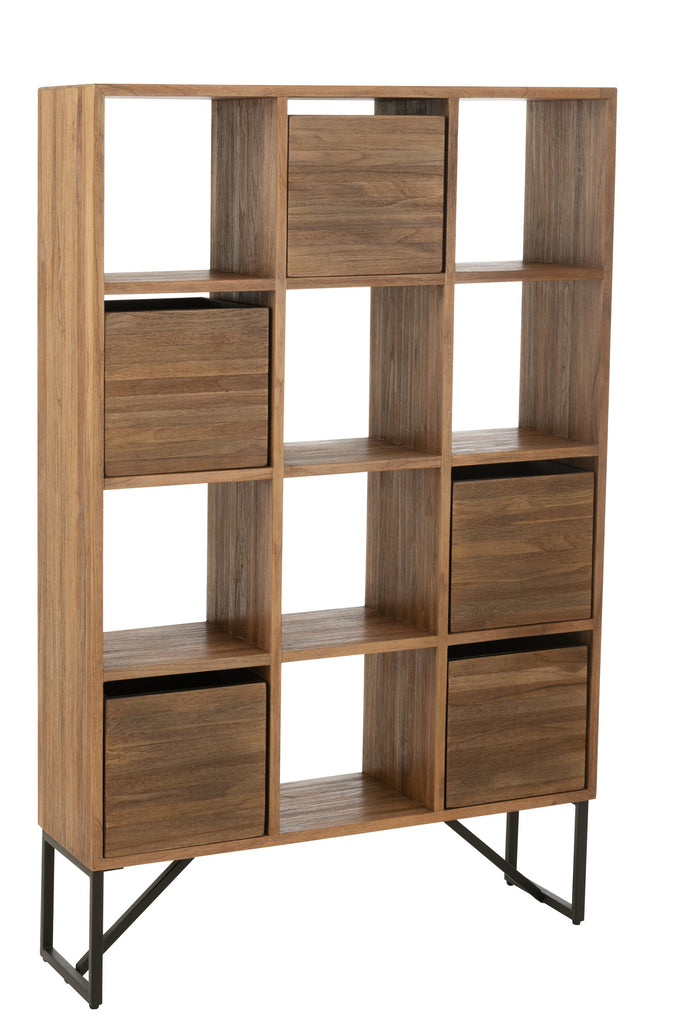 Étagère Gilipoh avec tiroirs en bois recyclé naturel - J-Line