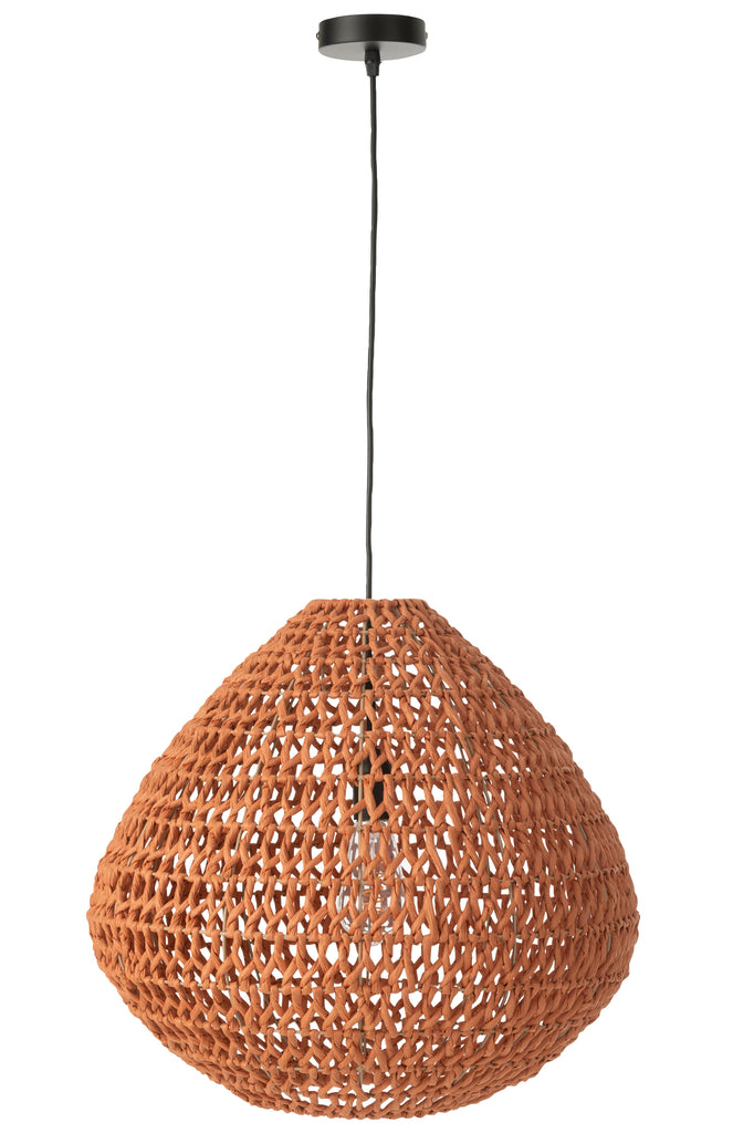 Suspension luminaire Marseille en jute tressé orange - J-Line