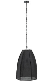 Suspension luminaire Poire en lin noir grande - J-Line