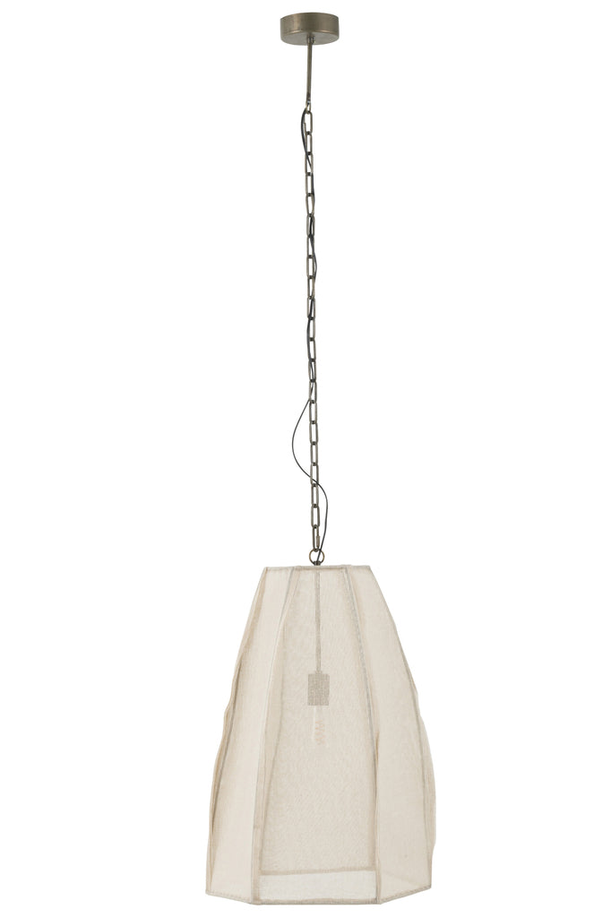 Suspension luminaire Poire en lin blanc grand - J-Line