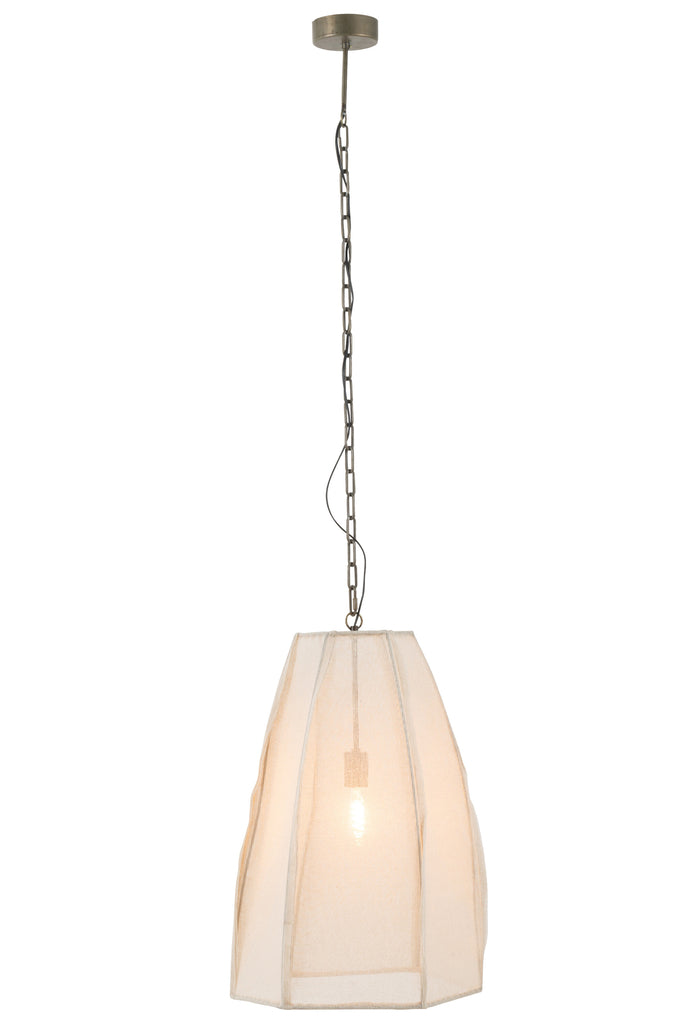 Suspension luminaire Poire en lin blanc grand - J-Line