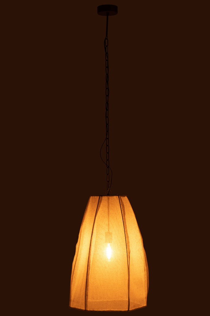Suspension luminaire Poire en lin blanc grand - J-Line