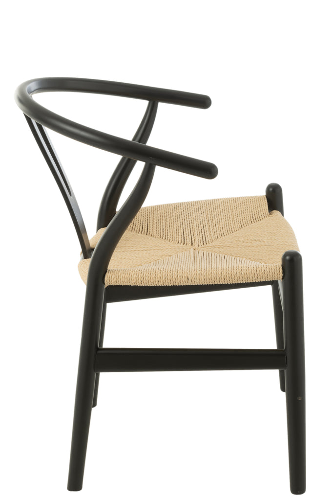 Chaise Bora en bois de hêtre et corde noire - J-Line