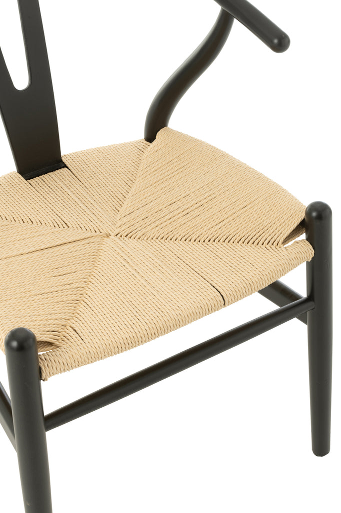 Chaise Bora en bois de hêtre et corde noire - J-Line