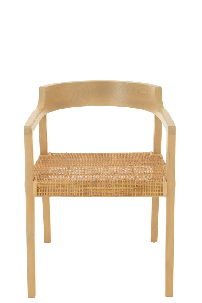 Chaise de salle à manger Salangan en bois de teck naturel avec cannage - J-Line