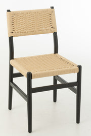 Chaise Yogi en bois de hêtre noir avec assise en corde - J-Line