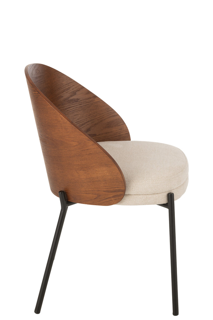 Chaise Meulaboh en contreplaqué marron et beige - J-Line