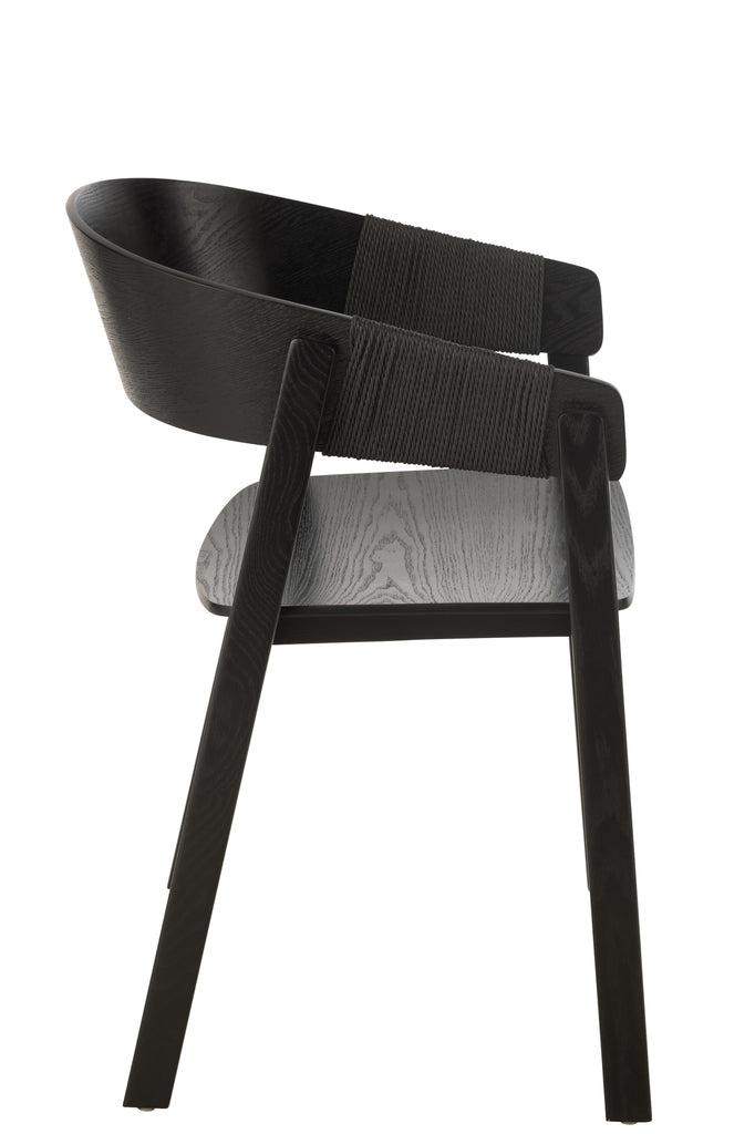 Chaise Naga en bois de frêne et corde noire - J-Line