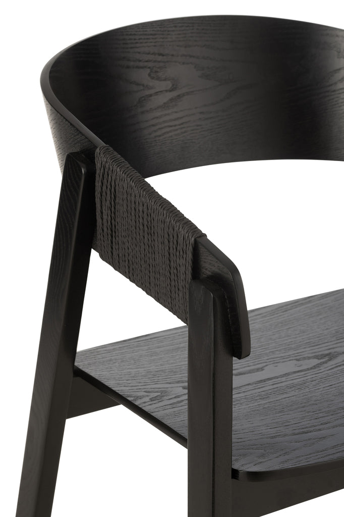 Chaise Naga en bois de frêne et corde noire - J-Line