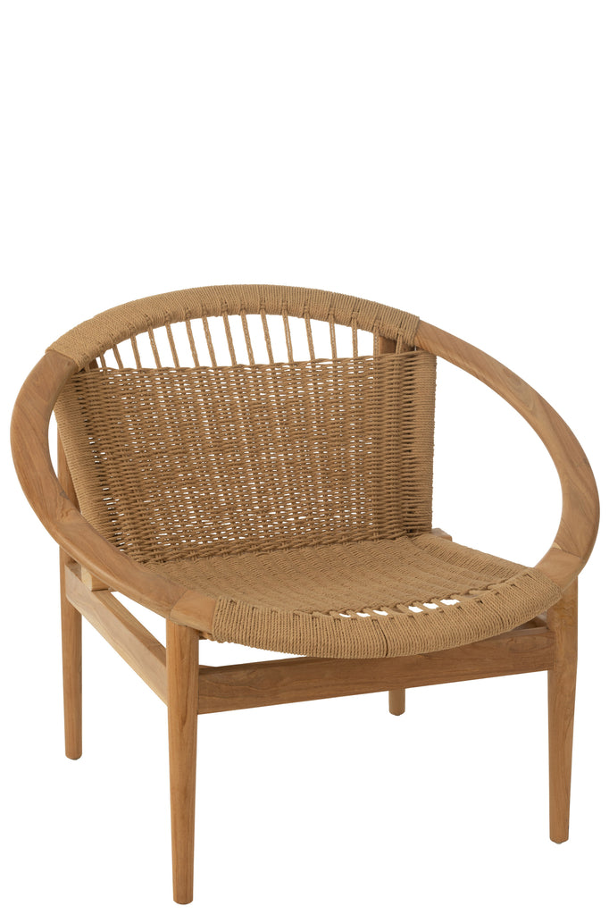 Fauteuil Tabanan rond en bois de teck naturel - J-Line