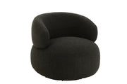 Fauteuil pivotant rond Kvaloya en bouclette et bois de peuplier noir - J-Line