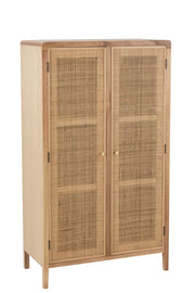 Armoire 2 portes Uluwatu en bois de paulownia et rotin - J-Line