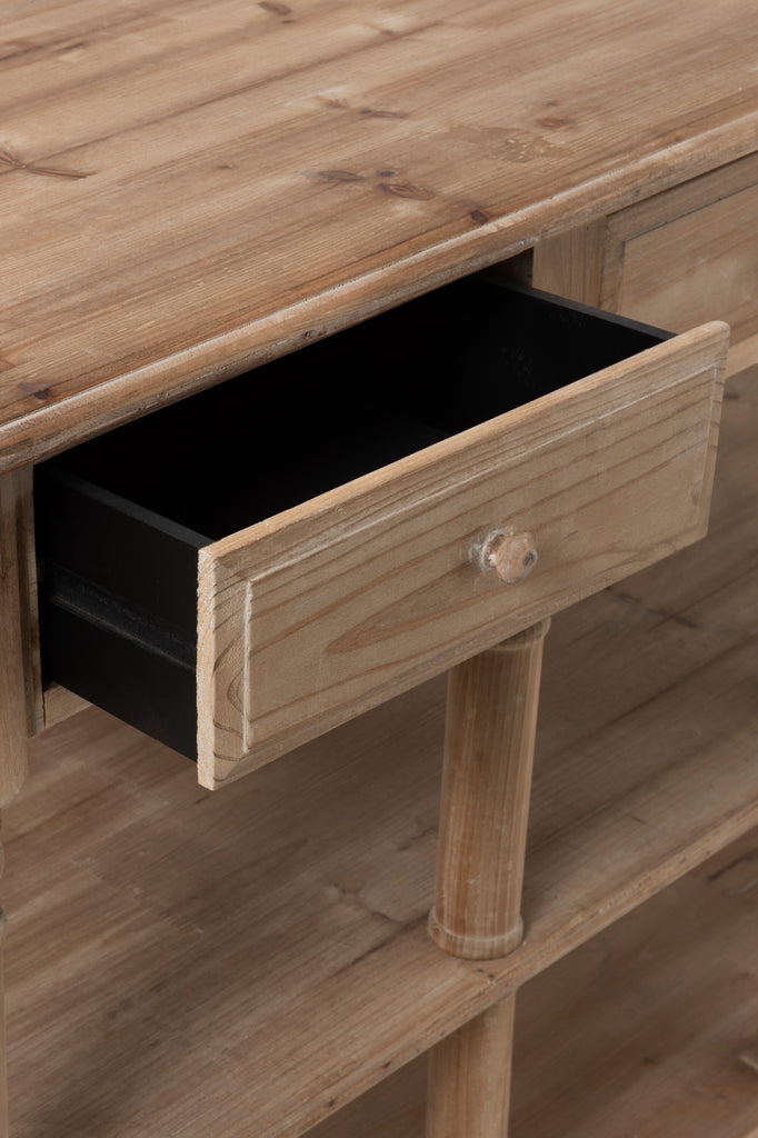 Console Tua avec tiroirs et étagères en bois d'eucalyptus - J-Line