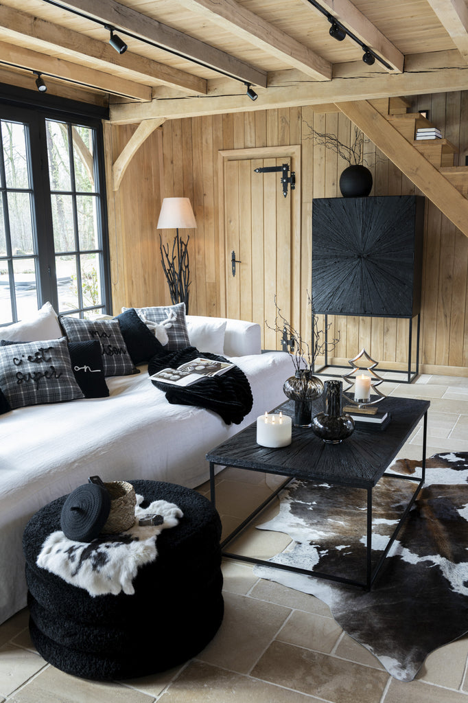 Buffet haut rectangulaire Mekaki en bois recyclé noir - J-Line