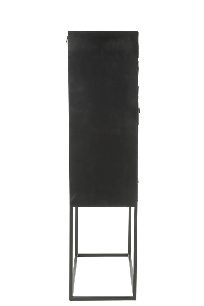 Buffet haut rectangulaire Mekaki en bois recyclé noir - J-Line