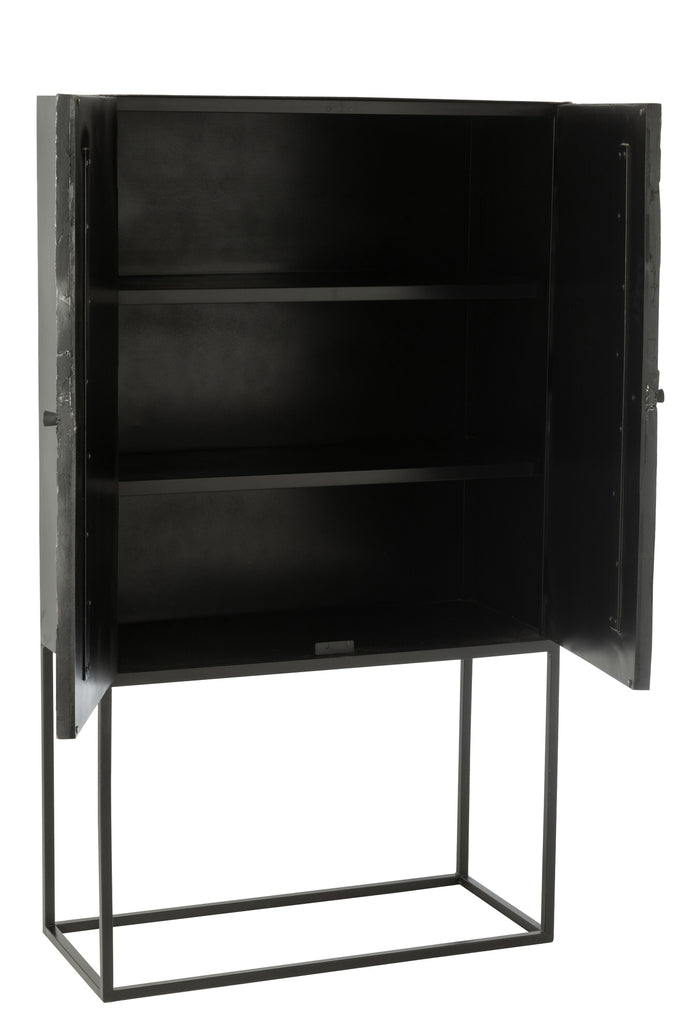Buffet haut rectangulaire Mekaki en bois recyclé noir - J-Line