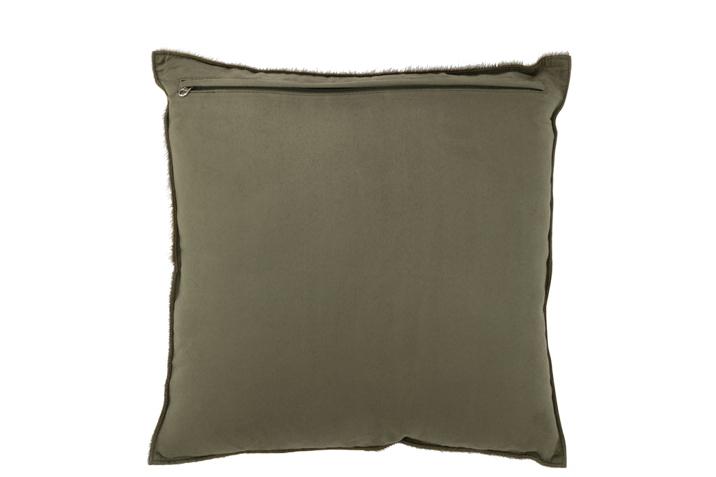 Coussin carré en cuir de vache olive - J-Line