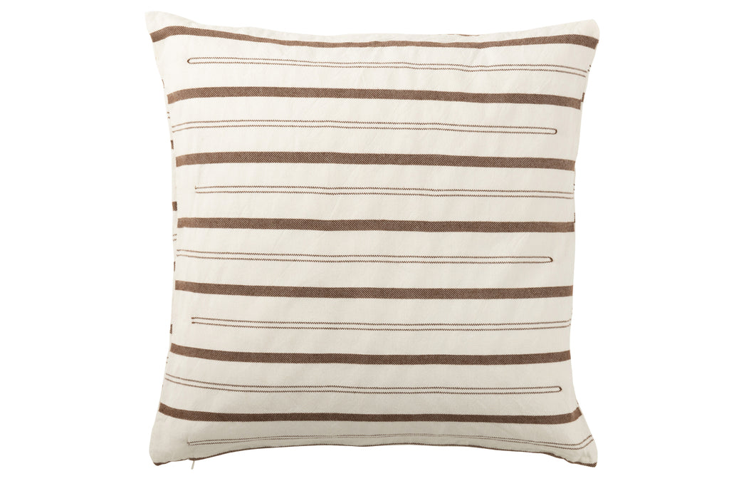 Coussin en coton blanc/marron - J-Line