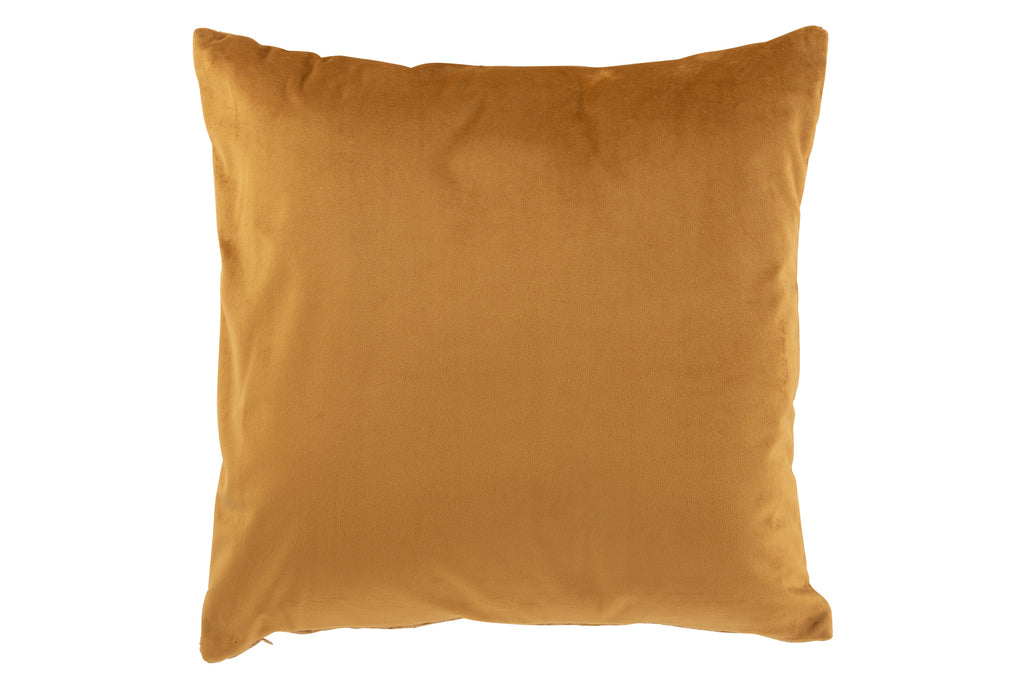 Coussin en chenille à motif ocre et blanc - J-Line