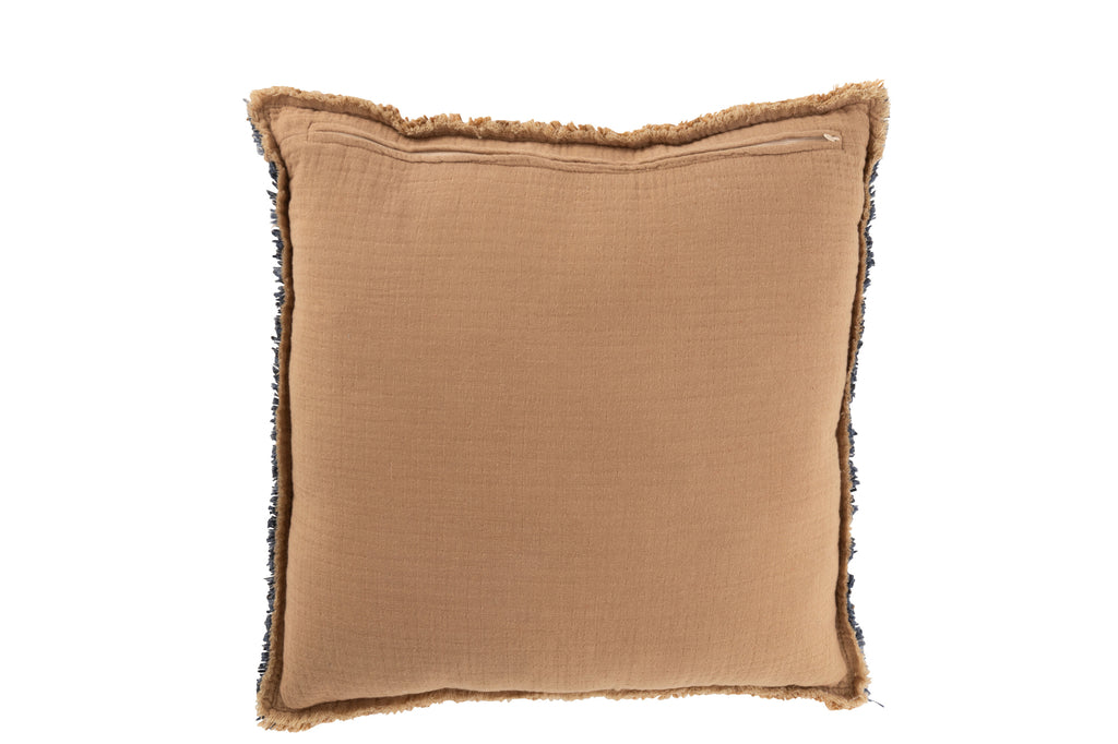 Coussin Salla en polyester/coton marron clair/bleu - J-Line