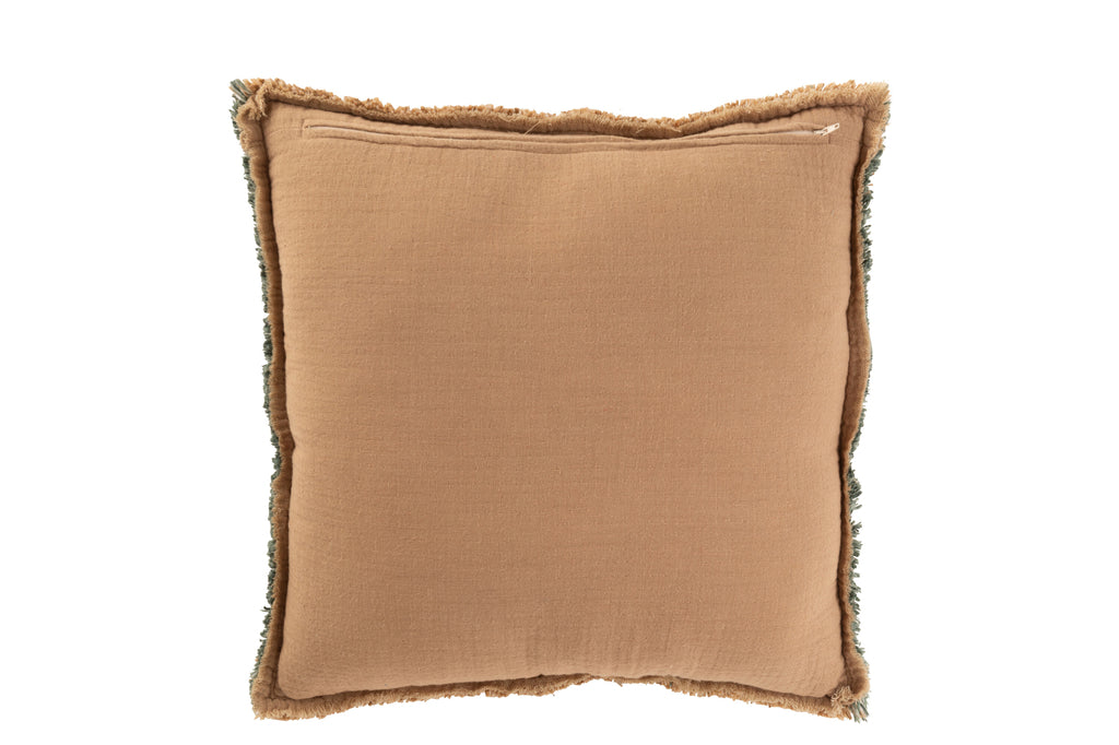 Coussin Salla en polyester/coton marron clair/vert - J-Line