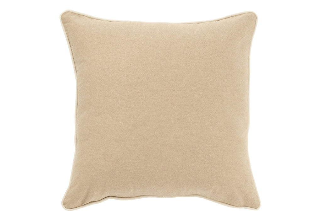 Coussin feuille en coton beige blanc - J-Line