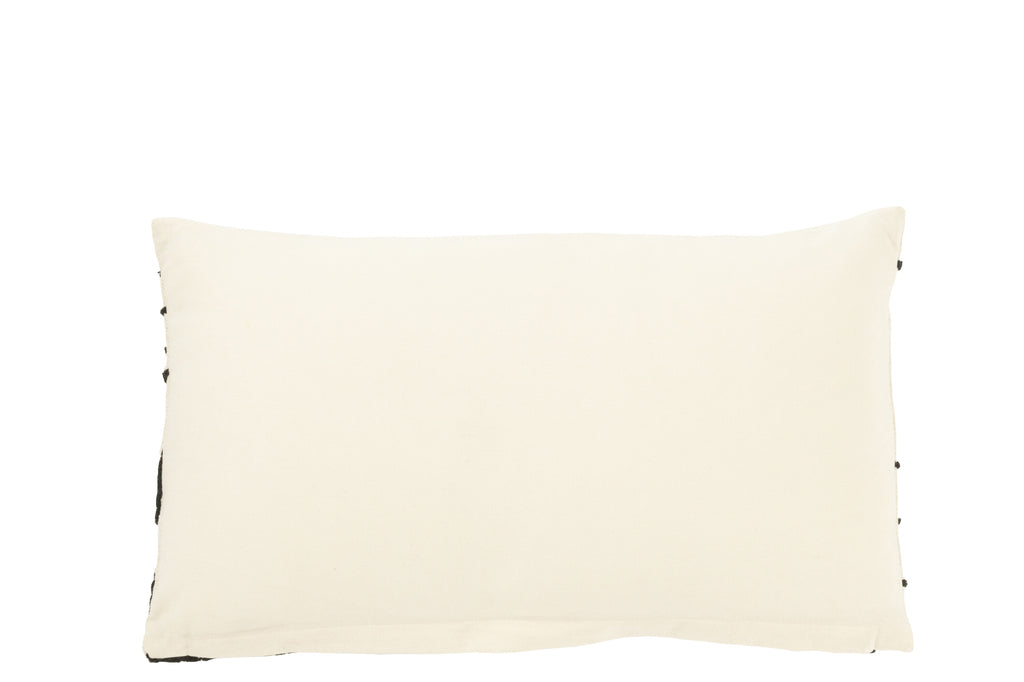 Coussin rectangle lignes/courbes coton blanc/noir petit - J-Line