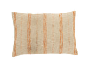 Coussin rectangle à rayures ligne en lin et coton beige/rouille - J-Line