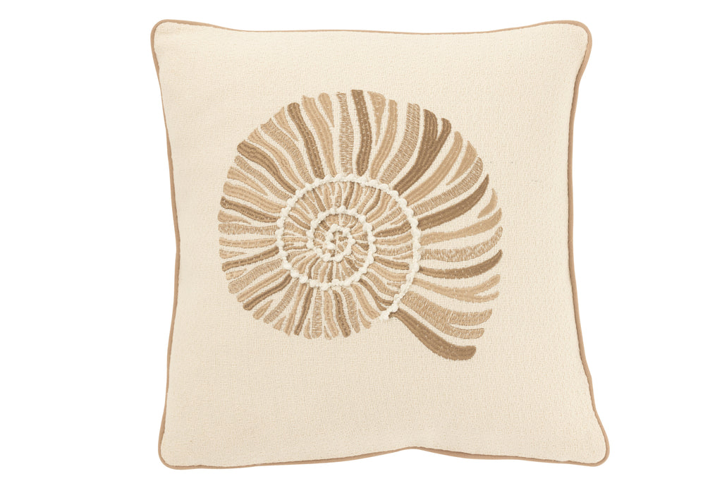 Coussin coquillage antique en coton crème/beige - J-Line